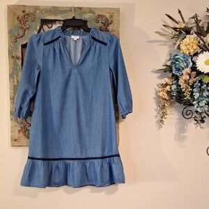 Crown & Ivy Blue Mini Dress with Black Details. NWOT Size Small